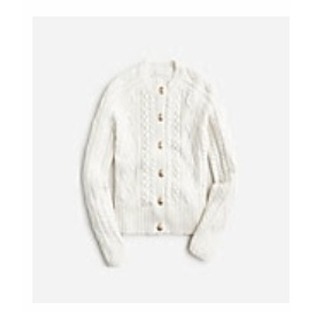 J.Crew Womens XXL Cream Cable Knit Cardigan Gold Crest Button BM175 Ivory